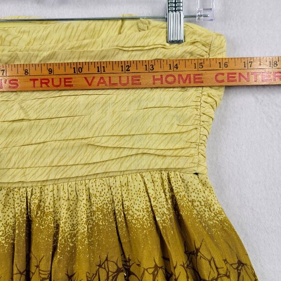 Anthropologie Vanessa Virginia Yellow Strapless Dress Fish Size 8 Lined *callout - Picture 9 of 11